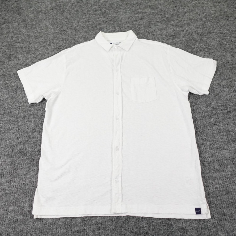 Onward Reserve‎ Sunwashed Button Up Shirt Mens Large White Polo Textured Cotton